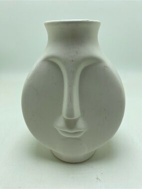 Jonathan Adler White Matte Porcelain Face Vase